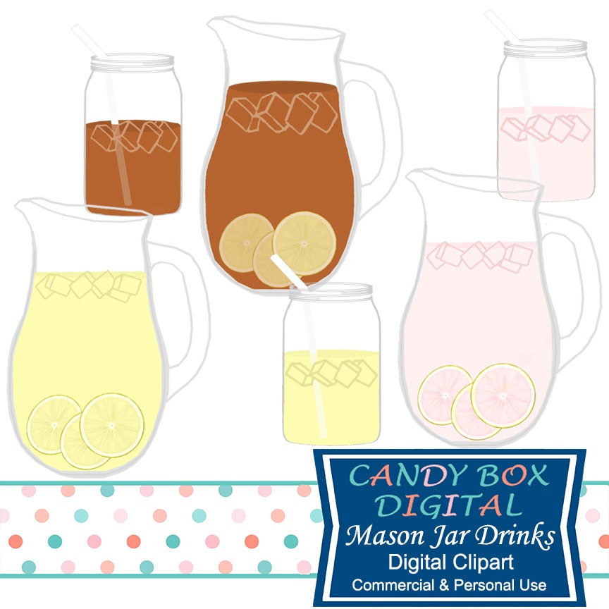 Lemonade Mason Jar Clipart Ice Tea Summer Clip Art