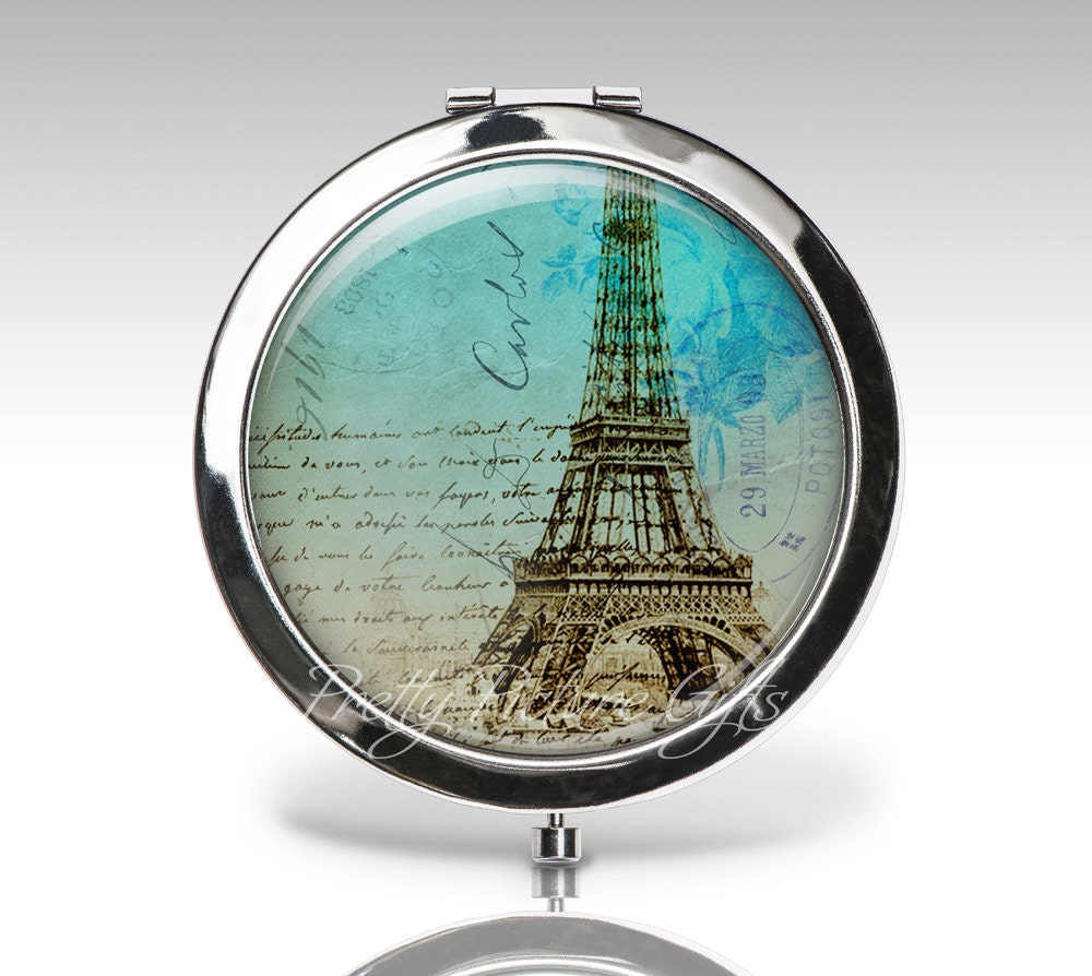 Personalized Compact Mirror Eiffel Tower Accessory