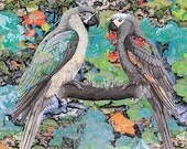 Giclee Art Print Floral Art Print Digital Illustration Art Original Mixed Media Art Print Parrot Art Parrot Print / 8x10 inches