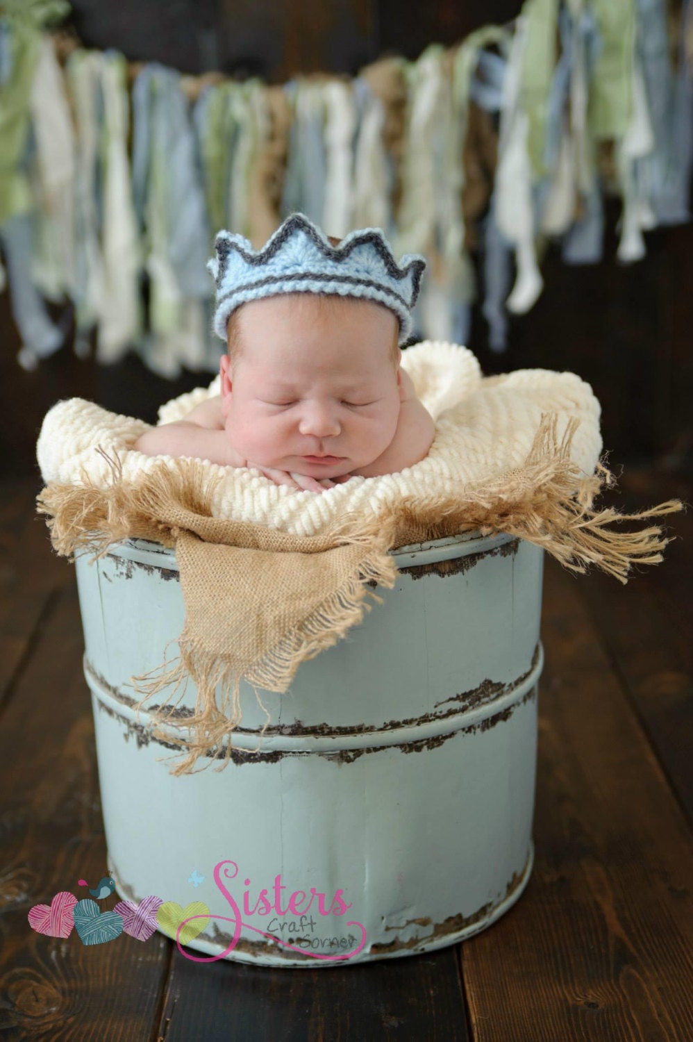 Crochet Prince Crown Newborn Crown Baby Boy Crown