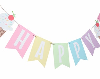 Ice Cream Birthday Banner - Ice Cream Party Banner - Ice Cream Party - Sundae Party Banner - Ice Cream Cone Banner - Ice Cream Decoration