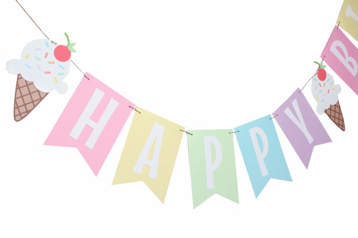 Ice Cream Birthday Banner Ice Cream Party Banner Ice Cream