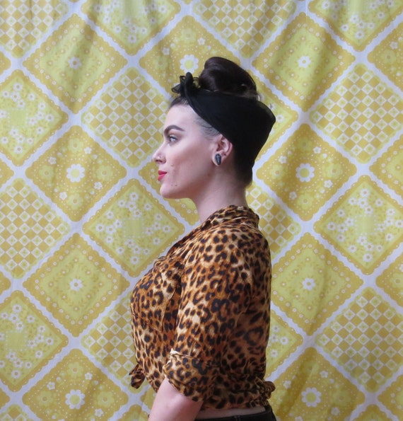 Vintage Inky Black Chiffon Nylon Head Scarf Shawl Hair Scarf