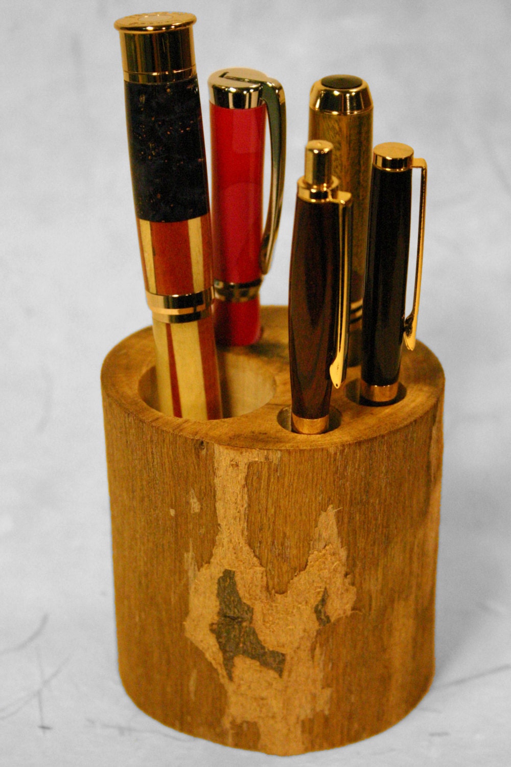 Rustic pen and pencil holder natural wood pen by HopeAndGracePens