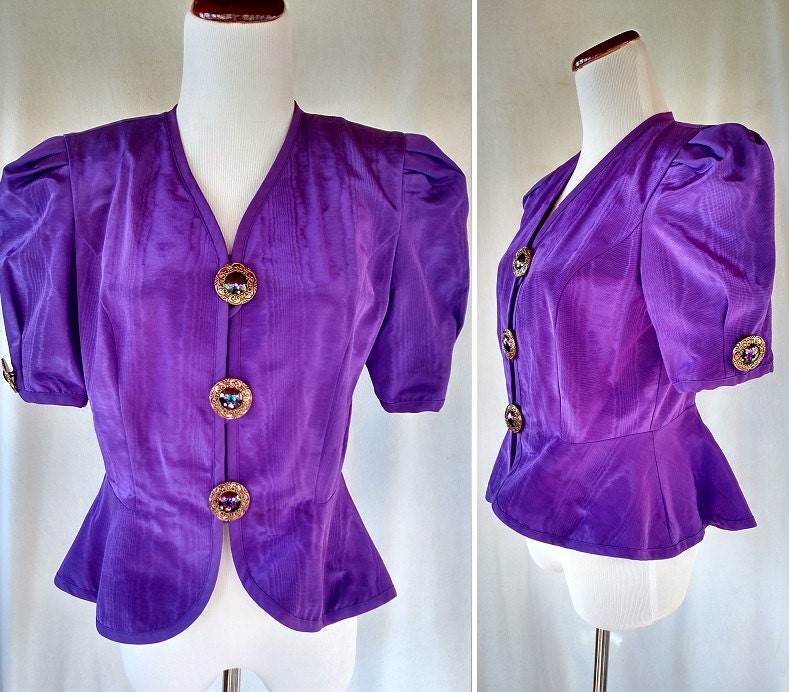 CLOTHING SALE Vintage Lady Carol Purple Peplum Jacket. Medium - Etsy On ...