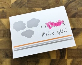 Funny Miss You Card Naughty Miss You Card MATURE Card I F---king Miss You Long Distance Relationship Card Friendship Card Clouds Grey