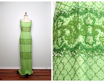 Vintage Chiffon Beaded Pearled Sequined Dress Selected by Anna Corinna