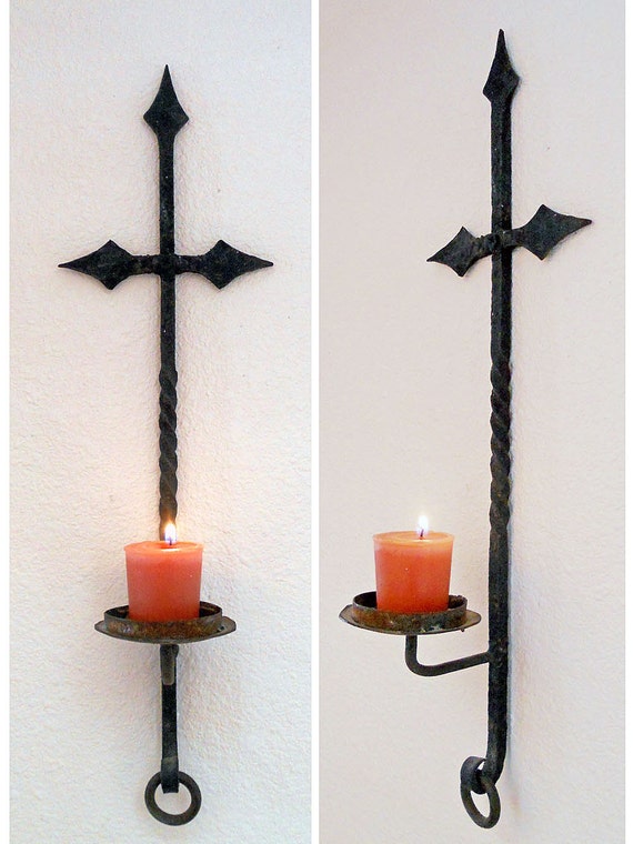 Iron Cross Wall Sconce Vintage by crazeecowgirlvintage