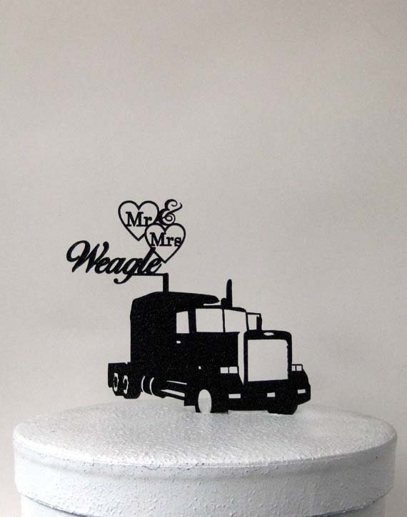 Personalized Wedding  Cake  Topper  Truckers Wedding  with Mr