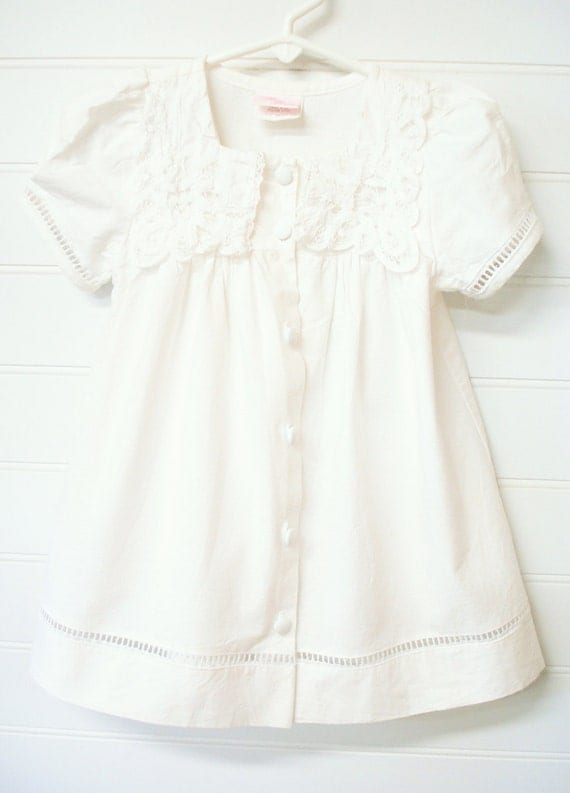Vintage Baby Dress White Cotton Baby Dress With Battenburg