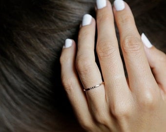 Rose Gold Diamond Band, Dainty Wedding Ring, Rose Gold Wedding Band, Black Diamond ring, 14k Solid gold