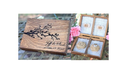 Love Birds Ring Box - Wedding Ring Box - Ring Box - Ring Bear Box - Ring Bearer - Rustic Ring Bearer Box - Ring Pillow - Ring Bearer Pillow by CountryBarnBabe