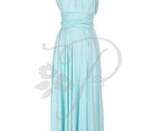 Bridesmaid Dress Infinity Dress Aqua Blue Floor Length Wrap Convertible Dress Wedding Dress