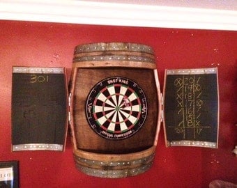 Wine Barrel Dartboard Cabinet
