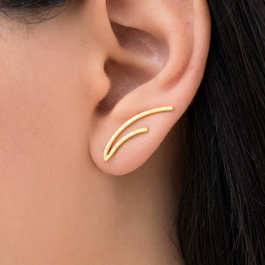 Edgy gold ear cuffs gold ear climbers minimalist earrings
