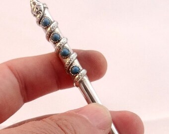 Snake Silver Cigarette Holder, Solid Silver Slim Cigarette Case With Turquoise, Snake Wrap Sterling Silver Jewelry, Men's Gift, Gemstone