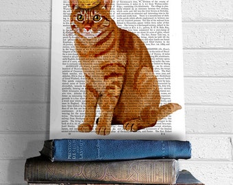 Ginger Cat, King of Cats, Full, wall hanging, cat decor, cat illustration, cat gift for cat lover, cat print, cat art, cat poster