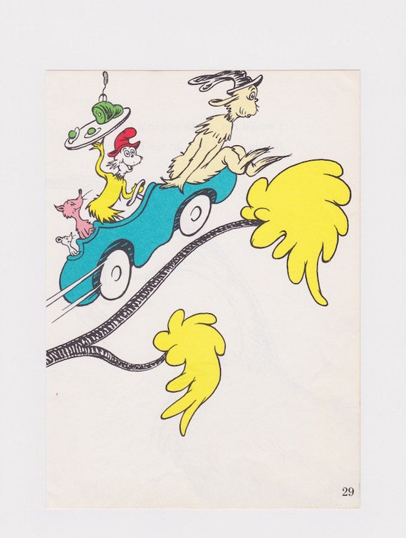 Dr Seuss Green Eggs And Ham 1960s Vintage Illustration Sam I Am Car 6x9 