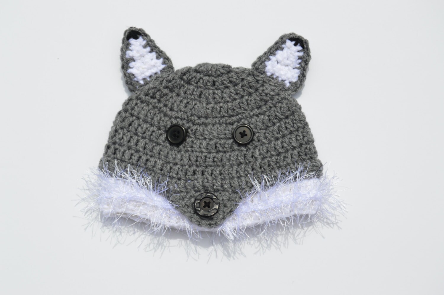 Crochet Wolf Hat Woodland Animal Hat Grey Wolf Beanie by ToryMakes