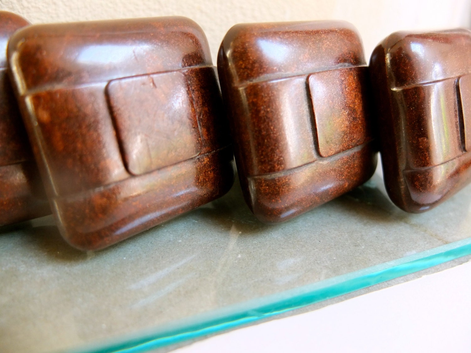 Art Deco bakelite drawer pulls / drawer handles / brown