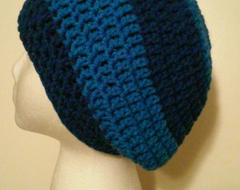 Blue and White Sparkle Crochet Hat Ready to by NoreensCrochetShop