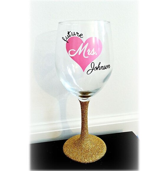Future Mrs Personalized Wine Glass - The Preppy Polka Dot
