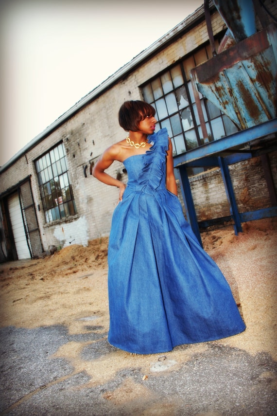 denim gown met gala
