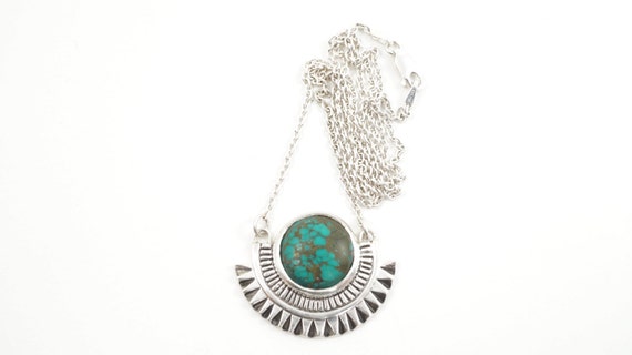 Empire necklace - sterling silver pendant on silver chain, with turquoise stone