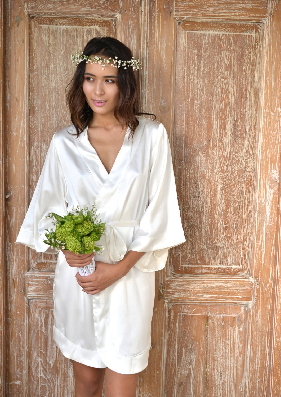 silk satin kimono robe ivory luxurious bridal by piyama silk satin kimono robe ivory luxurious bridal by piyama
