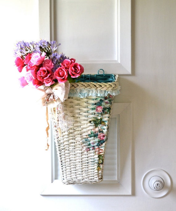 20 tall /Large vintage wicker hanging door basket by Anniesimages