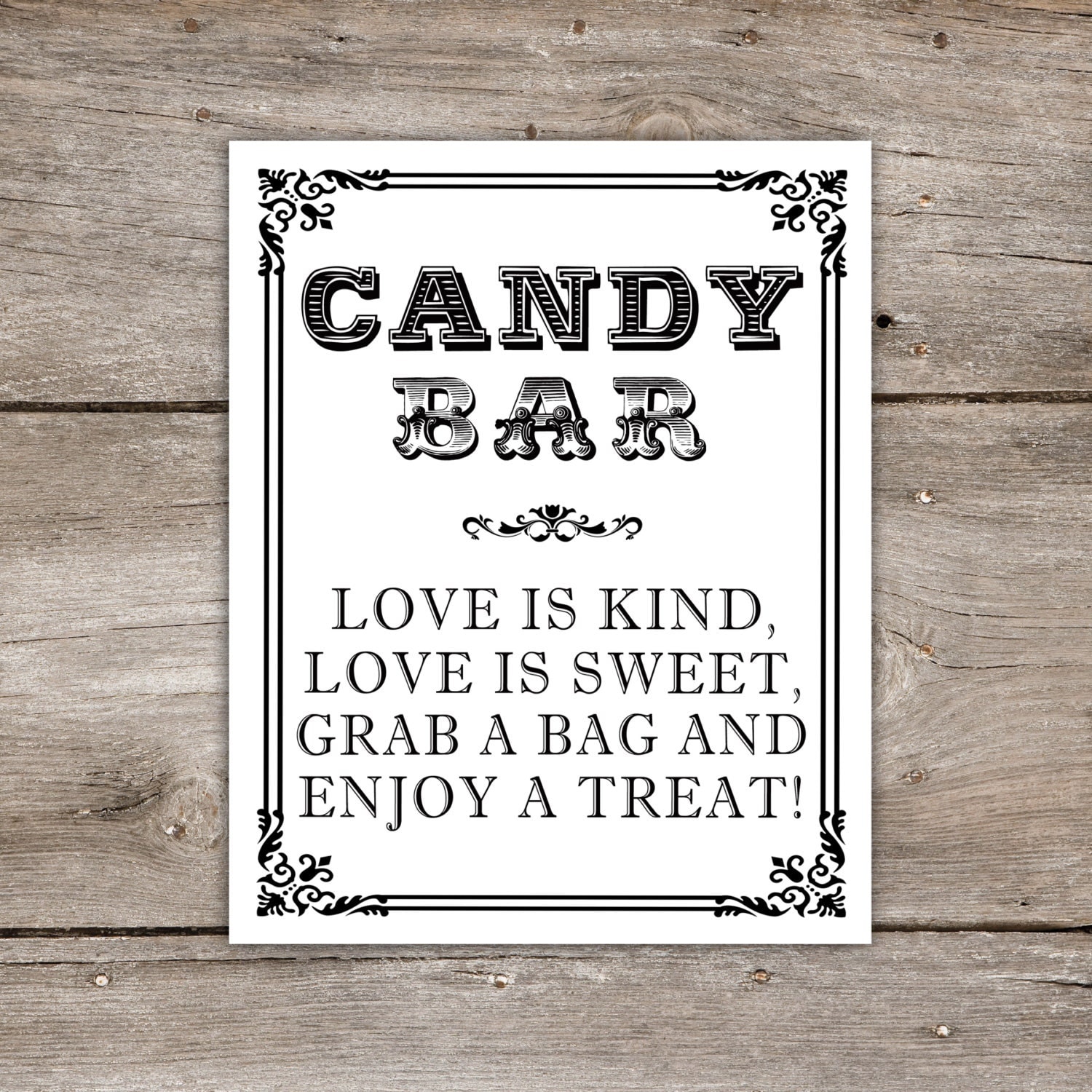 Printable Candy Bar Wedding Sign Love Is Kind Love Is 3149
