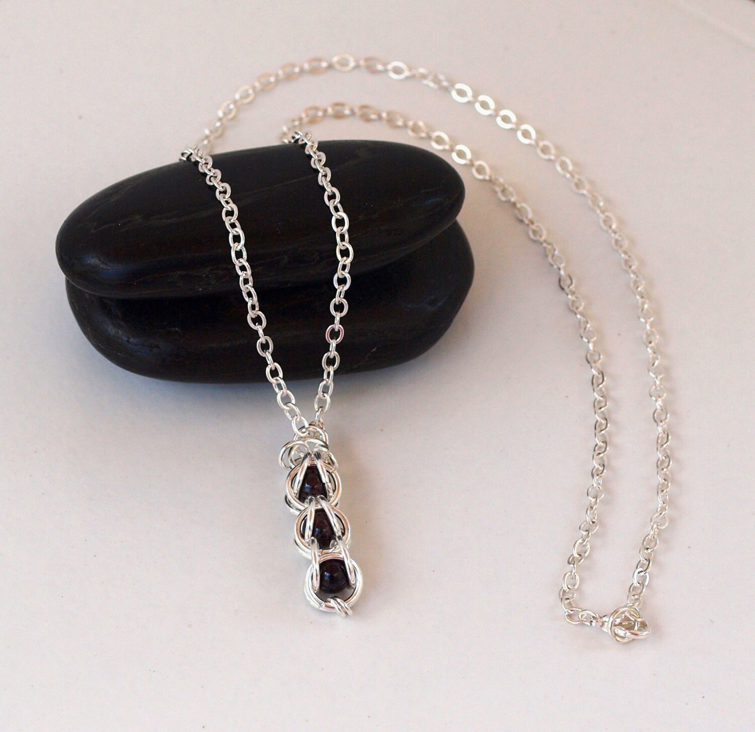 Gemstone Necklace Chainmaille Necklace Captive Bead