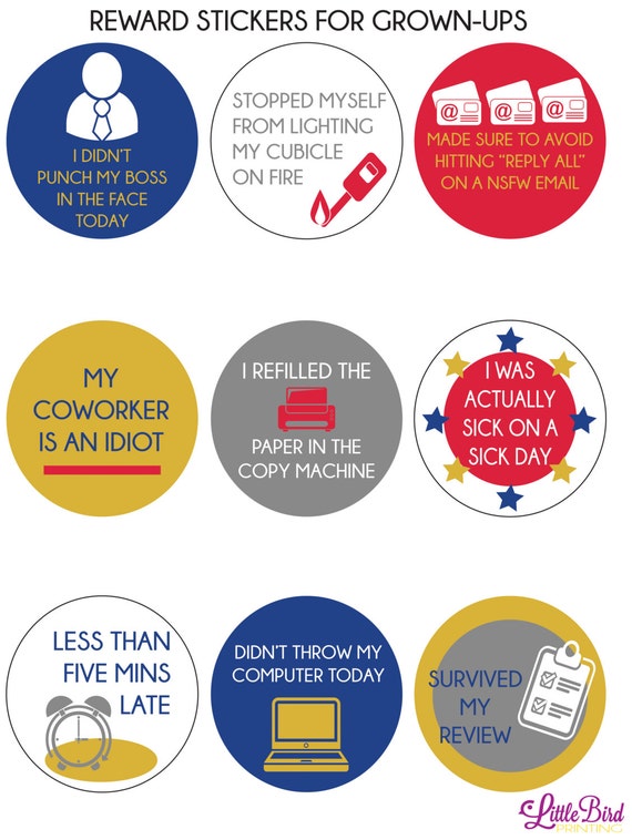GrownUp reward stickers, Stickers for adults, Stickers for the Office