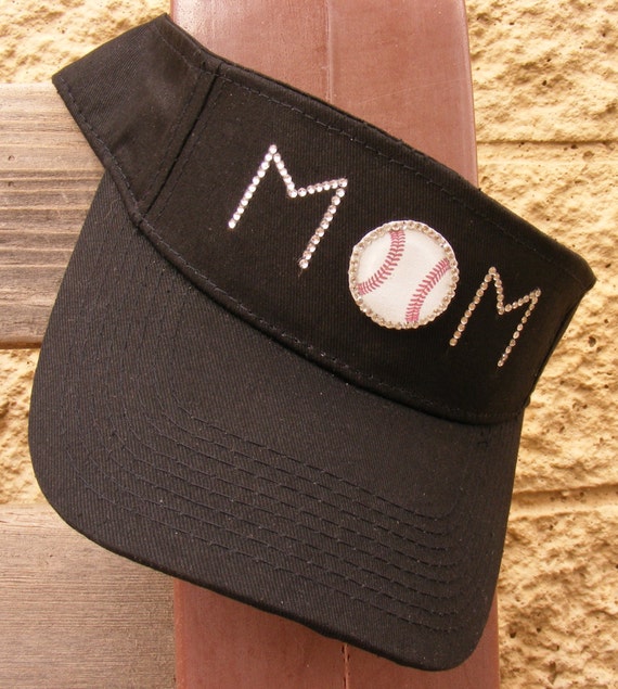 Items similar to Rhinestone Baseball MOM Visor on Etsy