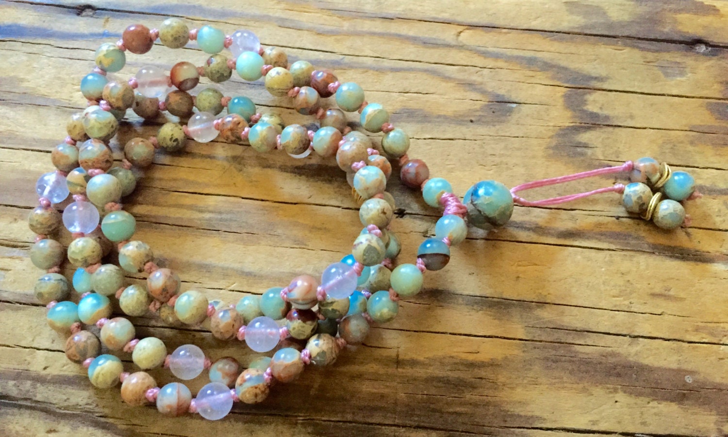 African Blue Opal Mala Beads Peruvian Blue by