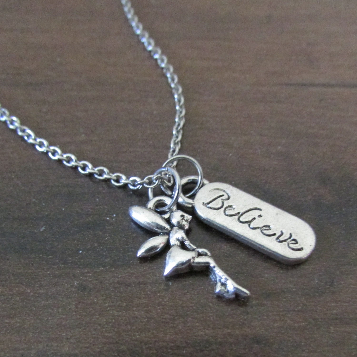 Tinkerbell Believe Charm Necklace Disney by MHoustonDesigns