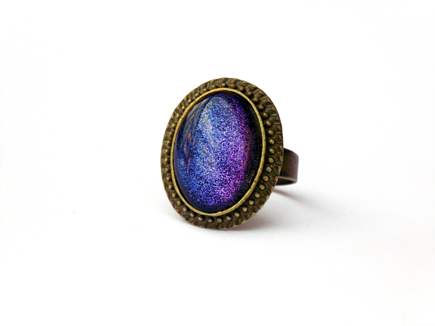 Aurora Borealis Ring oval ring changing color ring cocktail