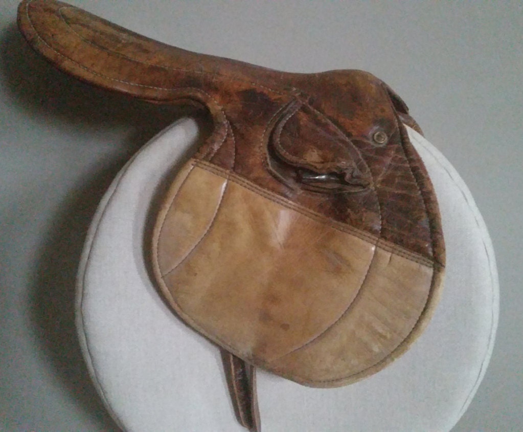 Vintage Horse racing saddle prop Kentucky Derby Triple