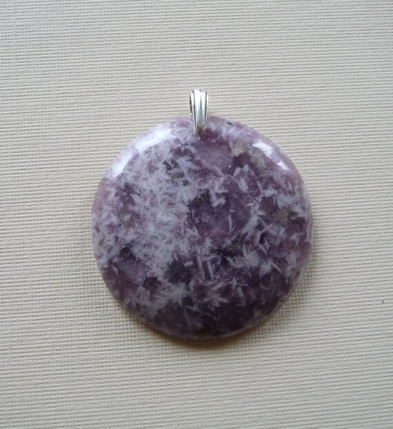 Purple Flower Agate Natural Stone Pendant