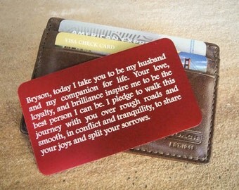 Custom Wallet Insert, Personalized Wallet Card, Metal Wallet Card, Engraved Wallet Insert: Something Blue, Father's Day, Gift for Him