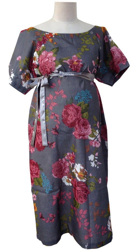 Grey Maternity gown Maternity Hospital Gown Soft Fabric