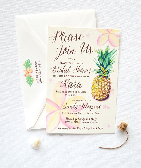 Hawaiian Themed Bridal Shower Invitations 3