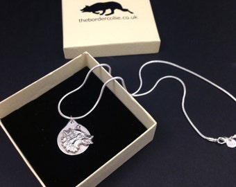 Sterling silver Border Collie pendant