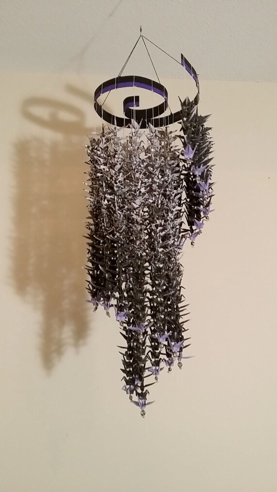 Origami Crane Spiral Wind Chime Purple Grayscale Origami Crane Spiral Wind Chime Purple Grayscale