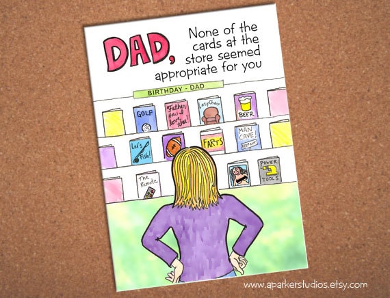 Dad Birthday Card funny card for dad hand drawn card for