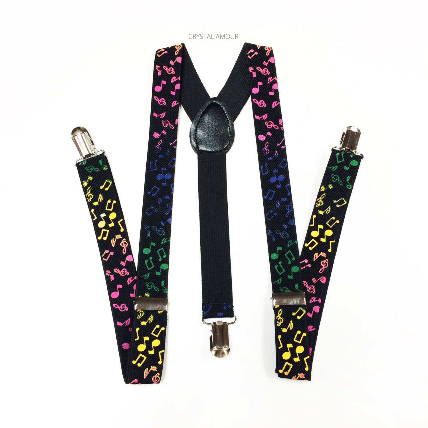 Mens suspenders Black Suspenders Musical Notes Colorful
