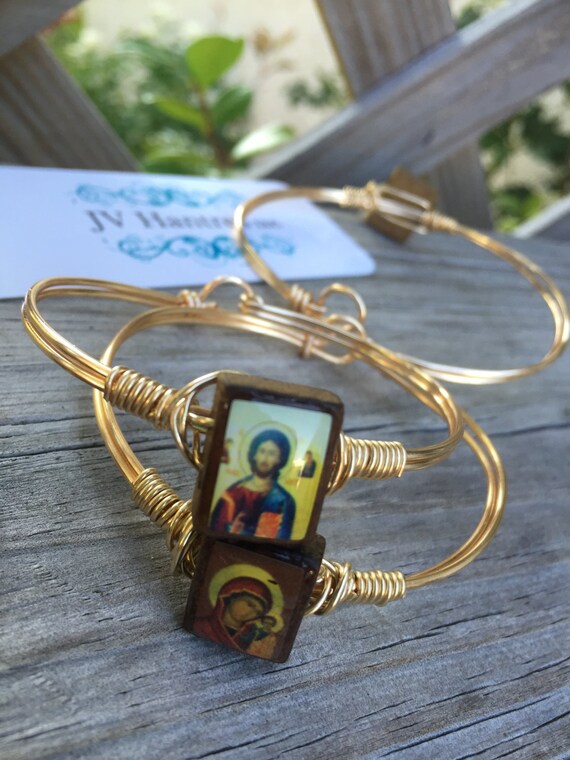 Greek Icon Wire Clasp Bracelet Greek Orthodox / by JVHANTRES
