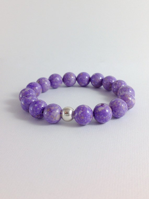 Items similar to Purple Bead Bracelet, Riverstone Stackable Bracelet ...