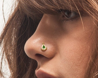 Gold Nose Stud, Solid 14k Yellow Gold Nostril Pin, Nose Ring, Nose Stud Ring, Indian Nose Stud, Nose Screw, Gold Body Jewelry
