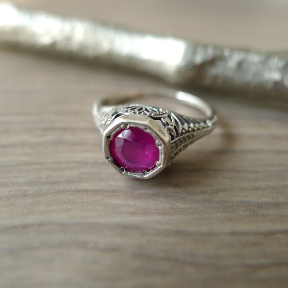 Vintage Sterling Silver Ruby Ring, Vintage Ruby Ring, July Birthstone ...